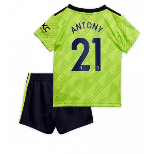 Manchester United Antony #21 Tredjedraktsett Barn 2022-23 Kortermet (+ Korte bukser)